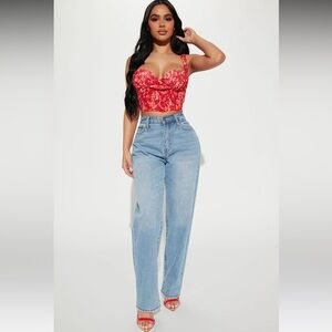 NWOT FN Best Of Me Floral Corset Top - Red/combo